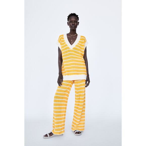 Zara Open Knit Wide Leg Beach Pants - Picture 1 of 12